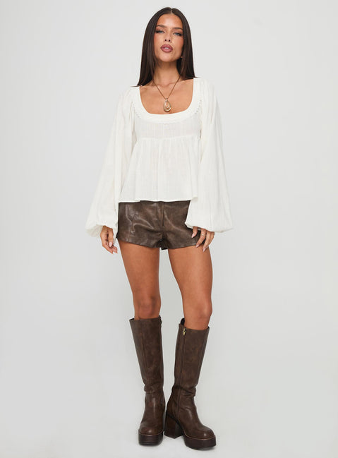 Benjie Long Sleeve Top White