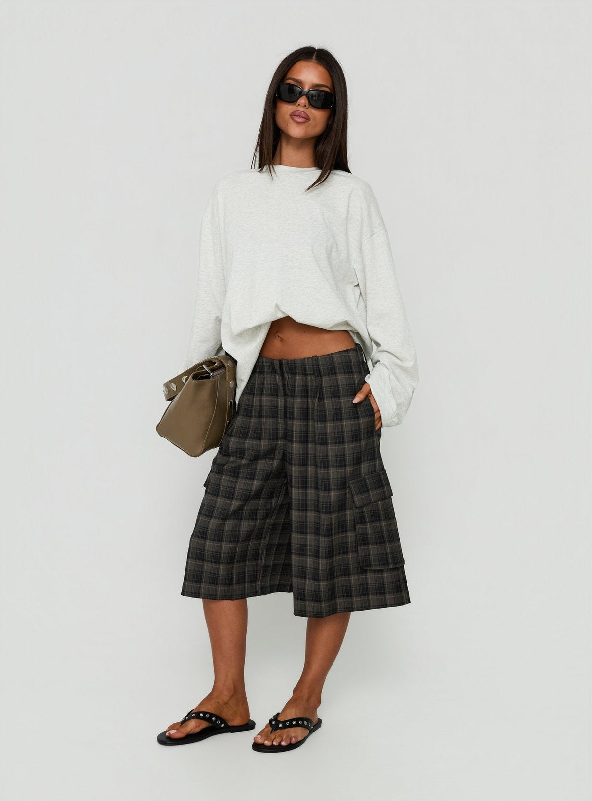 Brenn Baggy Longline Shorts Kariert Multi