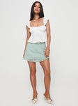 front view of model wearing Princess Polly Summerfield Top White Short Sleeves Square Neck 