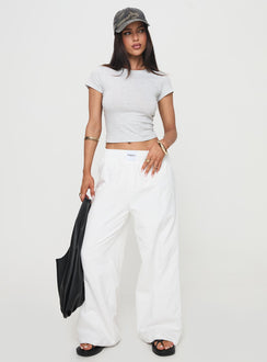 front view of model wearing Princess Polly Beach House Pants White Tall High Waisted Pants 