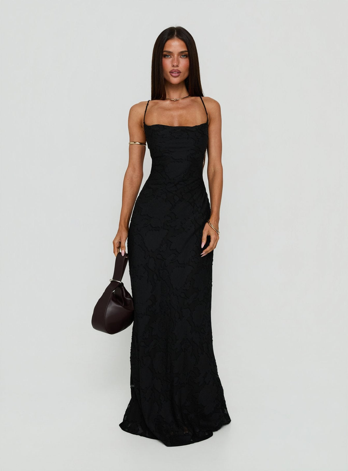 Celena Maxi Dress Black Burnout