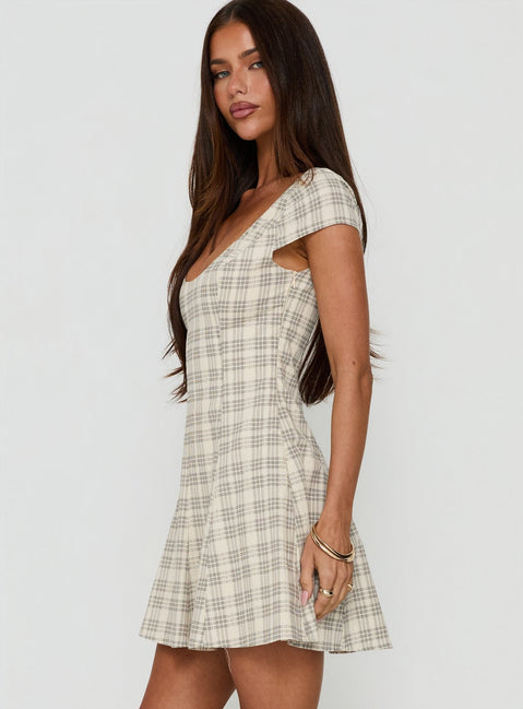 Bowee Fit And Flare Mini Dress Check