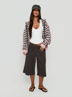 Aubry Oversized True Knit Hoodie Pink Stripe