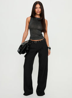 Deonne Straight Leg Buckle Pants Black
