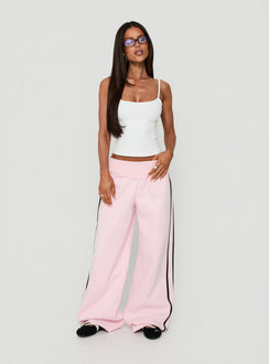Lockie Foldover Baggy Track Pants Pink / Black