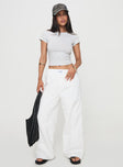 front view of model wearing Princess Polly Beach House Pants White High Waisted Pants 