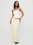   front view of model wearing Princess Polly Incandescent Maxi Skirt Cream Maxi 