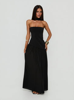 Odela Strapless Drop Waist Maxi Dress Black