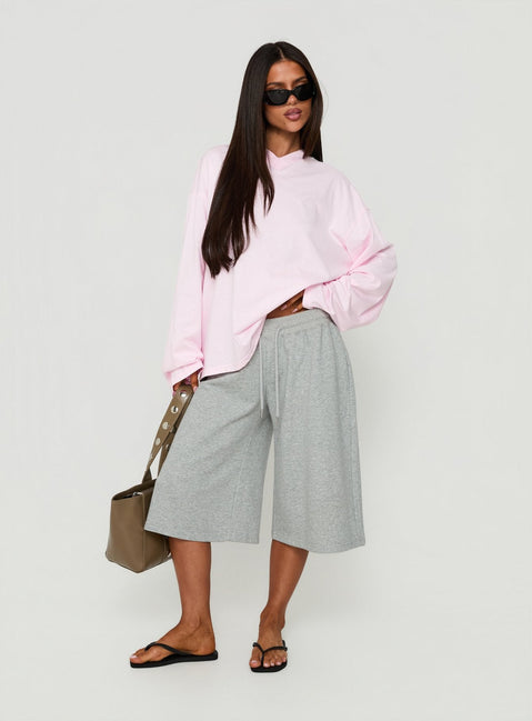 Settle Down Long Sleeve V Neck Top Soft Pink