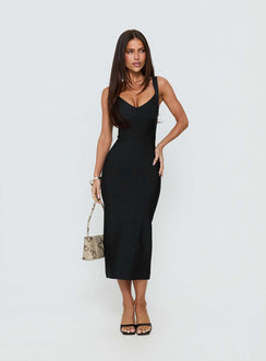 Justina Bandage Midi Dress Black