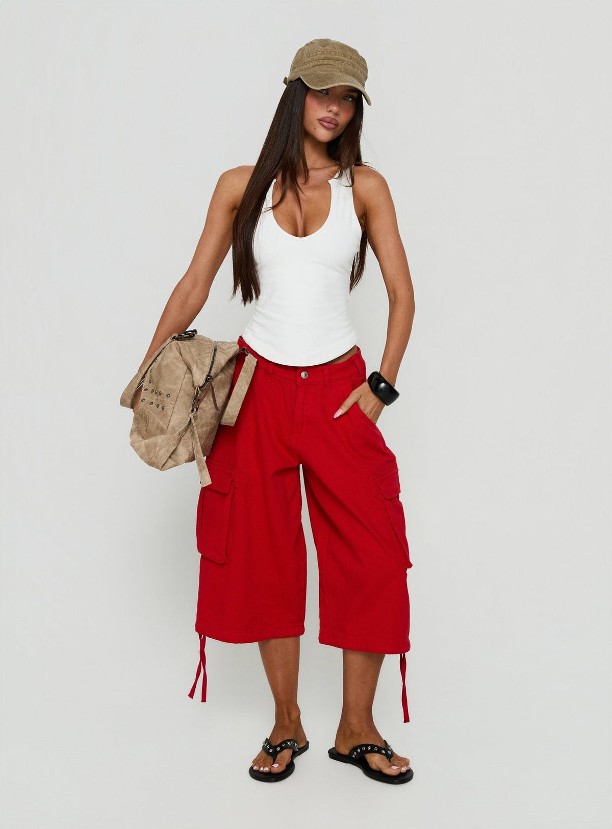 Hudsen Longline Cargo Shorts Red