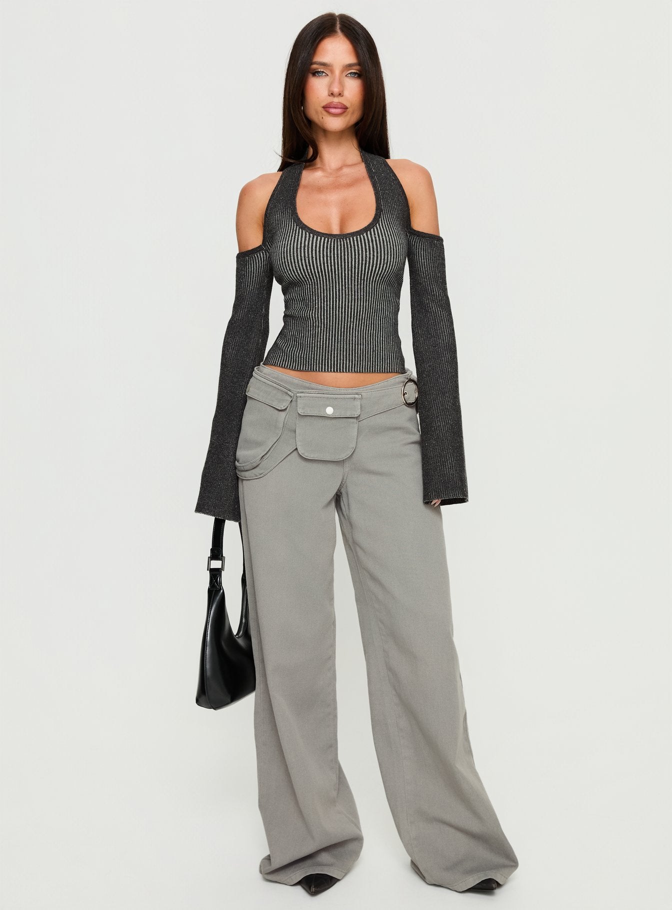 Novelia Halter Long Sleeve Top Black