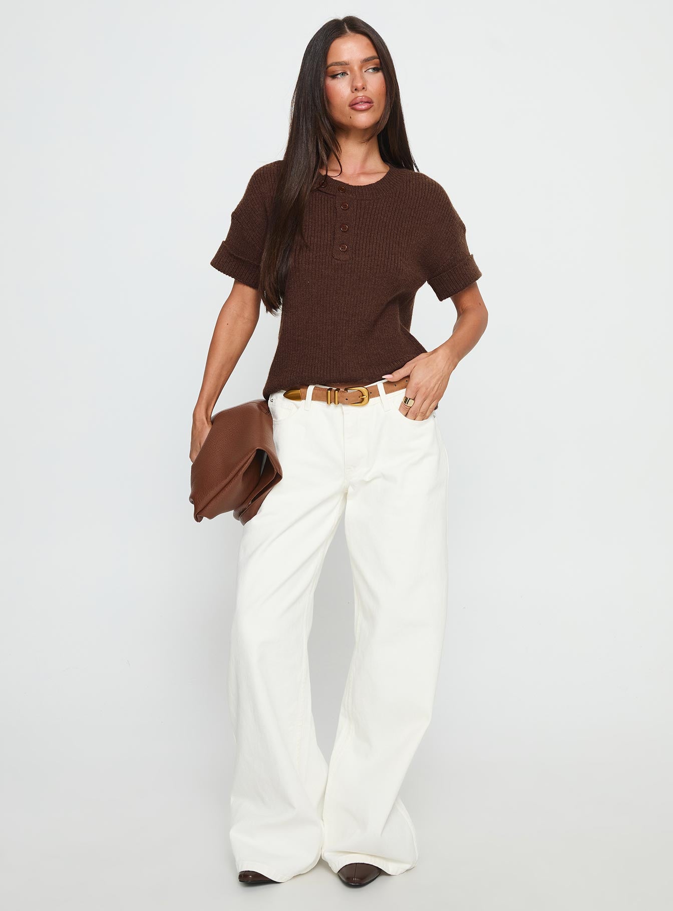 Brandii Button Up Top Chocolate