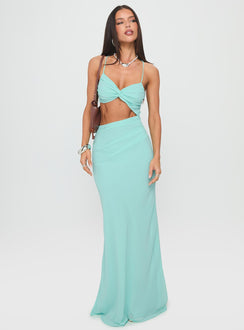 No Control Keyhole Maxi Dress Aqua