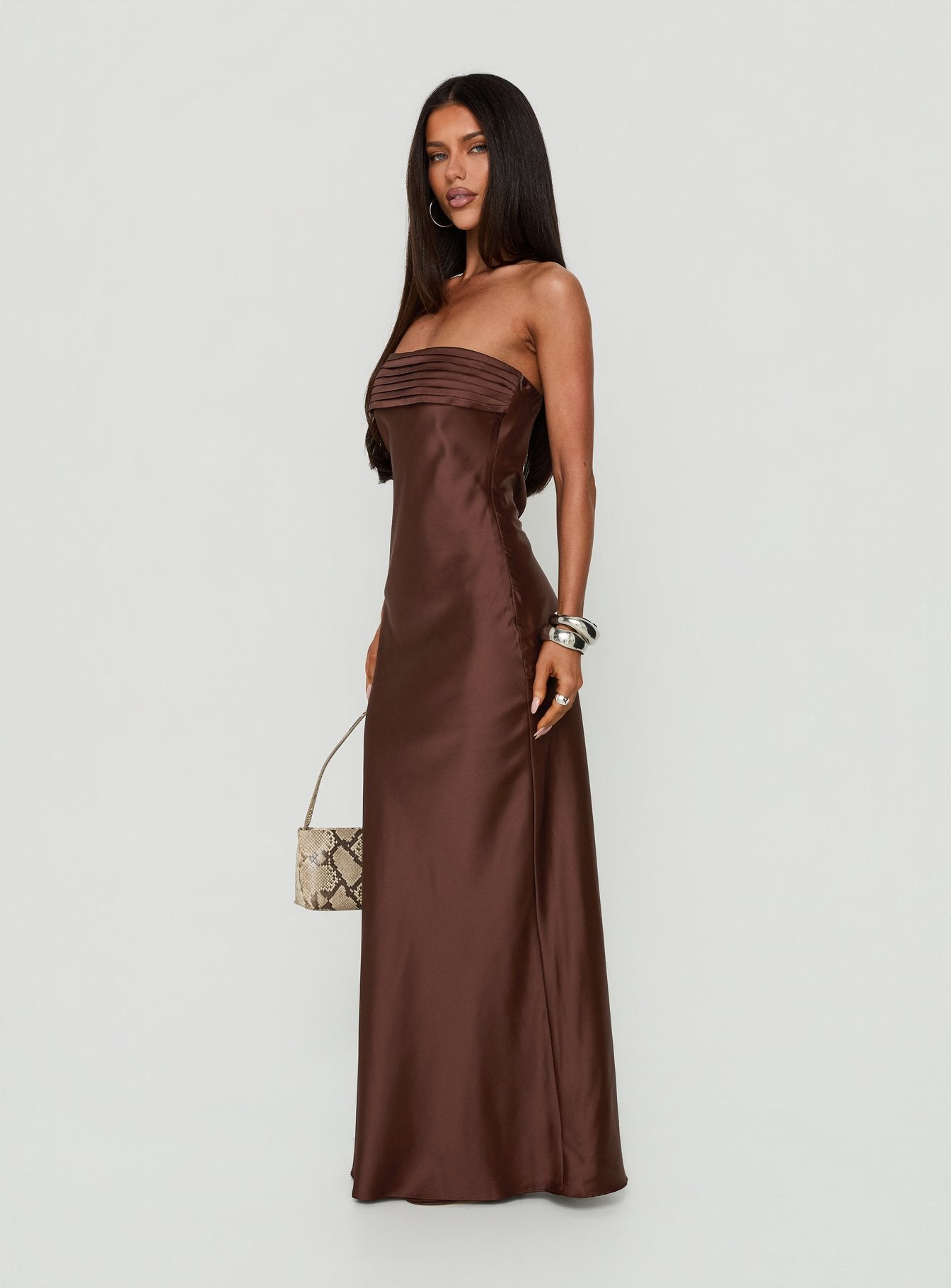 Khalotte Strapless Maxi Dress Brown