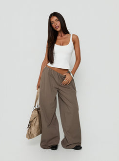 Lunea Concealed Waistband Trousers Mushroom Stripe