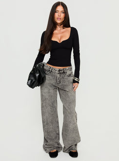 Serenitia Mid Rise Relaxed Jeans Washed Grey