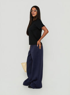 Lockie Foldover Baggy Track Pants Navy