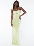 Princess Polly Square Neck  Freda Maxi Dress Lime