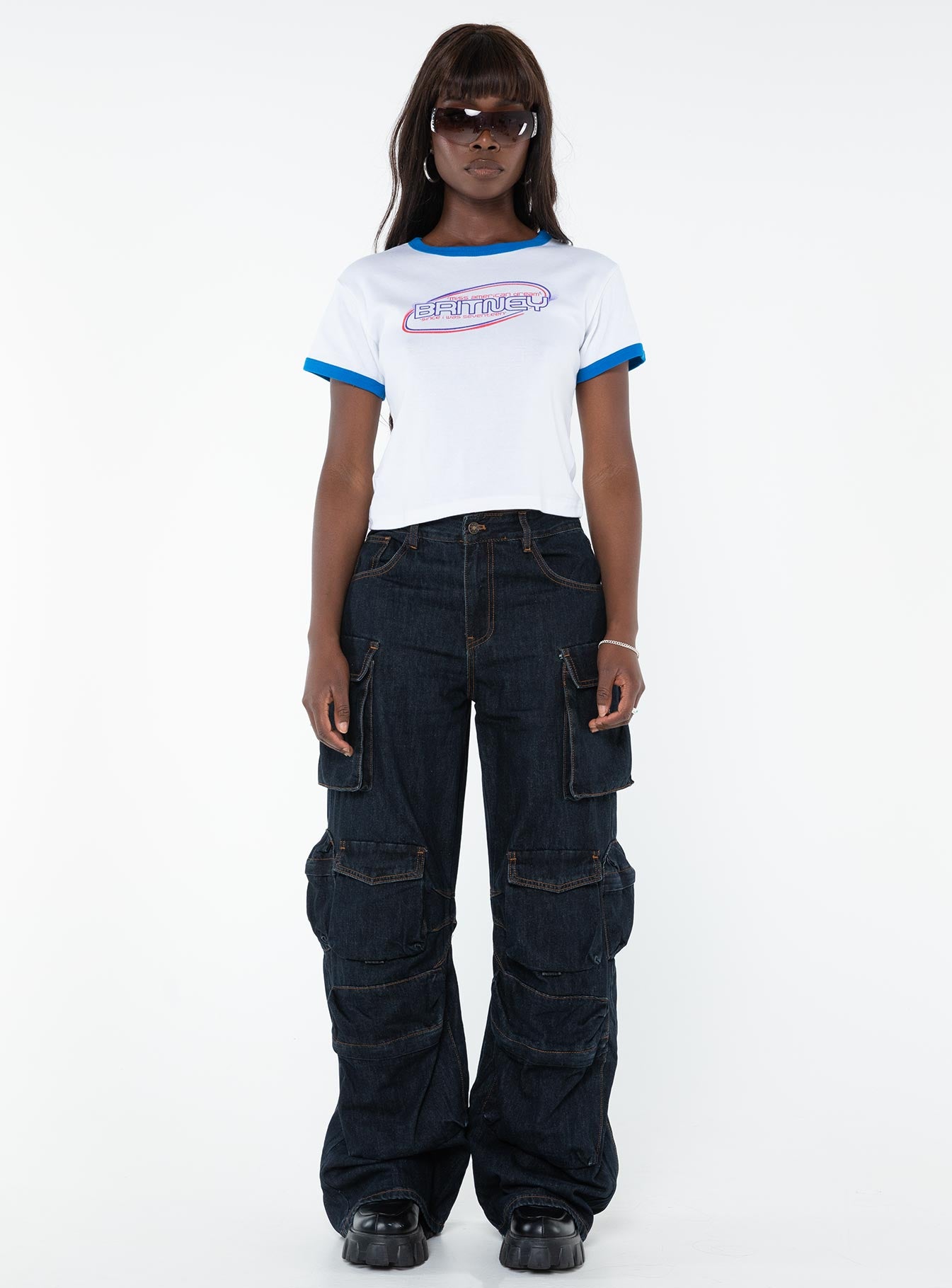 product Princess Polly Short Sleeves Square Neck  Britney Seventeen Baby Tee White