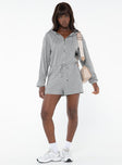 Hooded romper Zip fastening at front, drawstring waist, tie fastening, elasticated cuffs, twin hip pockets