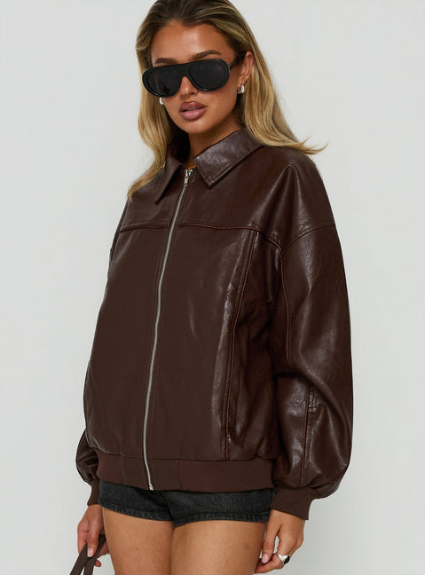 Goldsmith Bomberjacke aus Kunstleder, Braun