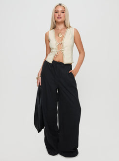 front view of model wearing Princess Polly Barbieri Pants Black High Waisted Pants 
