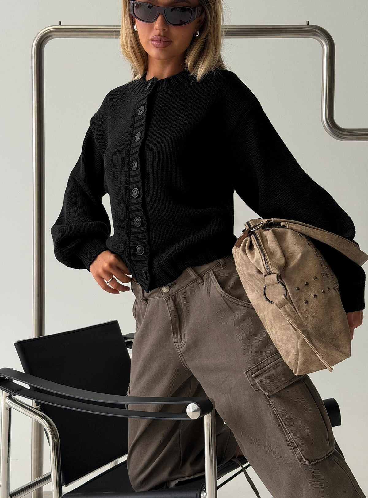 Edern Strickjacke Schwarz