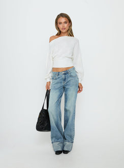 Lalola Asymmetrical Knit Jumper White