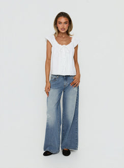 Johnni Floral Printed Low Rise Jeans Mid Wash