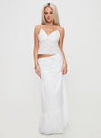   front view of model wearing Princess Polly Eivan Maxi Skirt White Maxi 