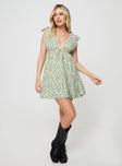 product Princess Polly Asymmetric Neckline  Seersucker Mini Dress Green Multi