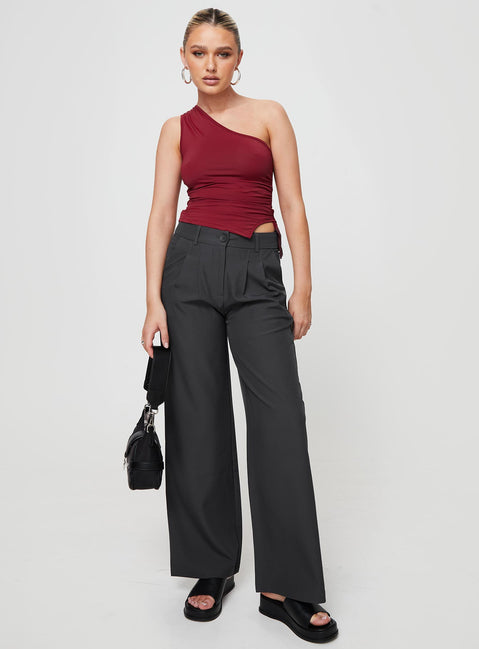 product Princess Polly Sleeveless Asymmetric Neckline  Liotta One Shoulder Top Burgundy