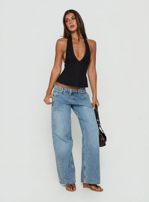 Claudiana Gathered Halter Top Black