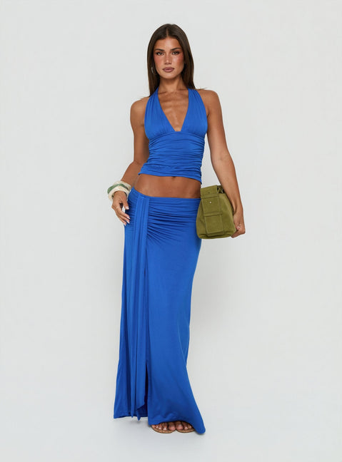 Keerah Tie Neck Halter Top Cobalt