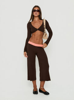 Kassey Gaucho Shorts Coral / Brown