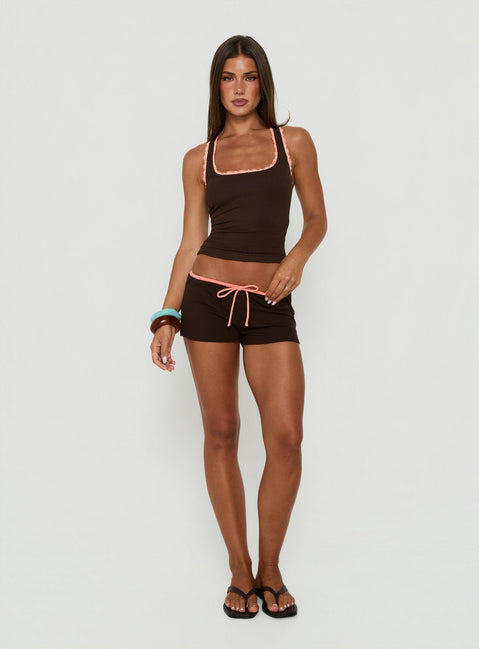 Karhlie Micro Shorts Brown / Coral