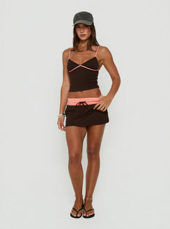 Livia Micro Rib Mini Skort Braown / Coral