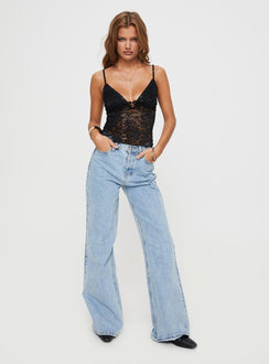 product Princess Polly Sleeveless Plunger  Manski Lace Top Black