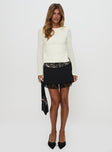   front view of model wearing Princess Polly Getaway Car Lace Mini Skirt Black Mini Skirts 