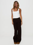 front view of model wearing Princess Polly Montana Knit Pants Chocolate Brown High Waisted Pants 