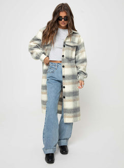 Plaid coat Classic collar, button fastening down front, twin chest pockets, single button cuff Non-stretch material, unlined 