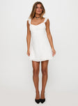 Beacall Embroidered Mini Dress White