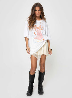 product Princess Polly Three Fourth Sleeves Crew Neck  Howdy Oversized Tee White Multi