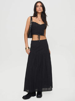 Black two piece set Crop top, adjustable shoulder straps, sweetheart neckline