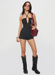 Romper Slim fit, halter style, cross detail, plunging neckline Good stretch, fully lined