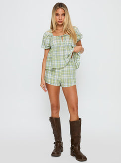 Cerelia Tie Up Set Green Check