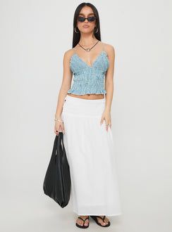 Marilou Shirred Top Blue Stripe