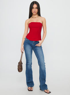 Kaetlyn Strapless Corset Top Red