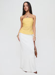 side view of model wearing Princess Polly Sleepless Nights Top Yellow Sleeveless Square Neck 